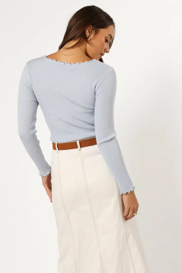 Tops Women Kya Knit Top Light Blue Petal and Pup
