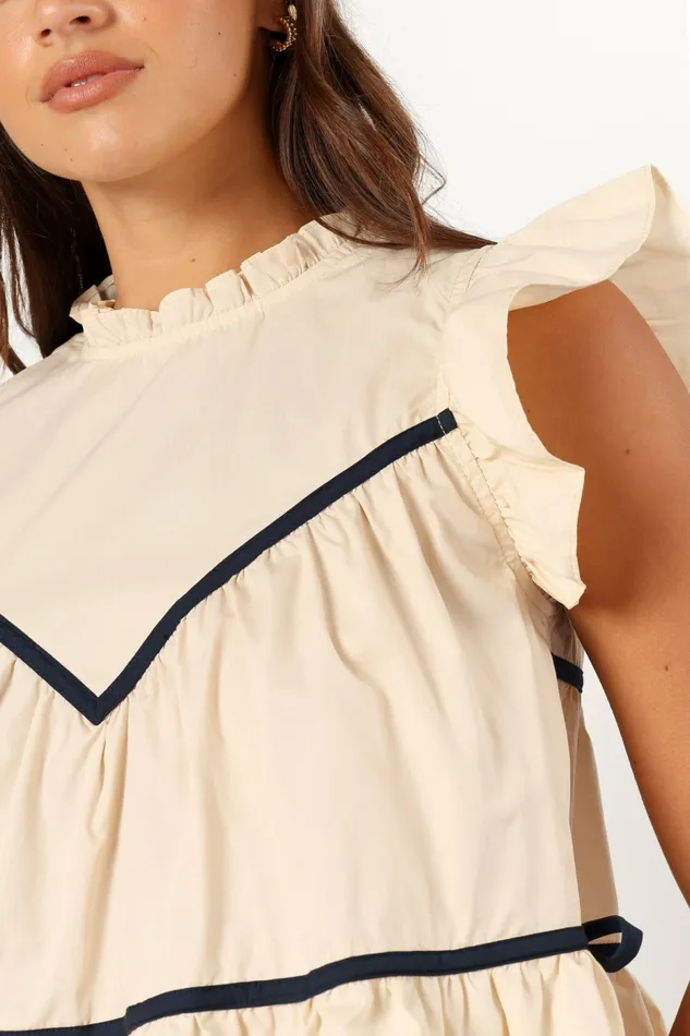 Tops Women Lynn Ruffle Top Ivory Petal and Pup