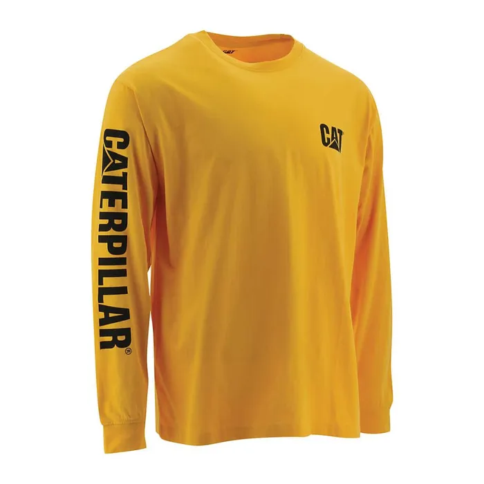 Trademark Banner Long Sleeve Tee Yellow Men Cat Footwear Tops and Outerwear