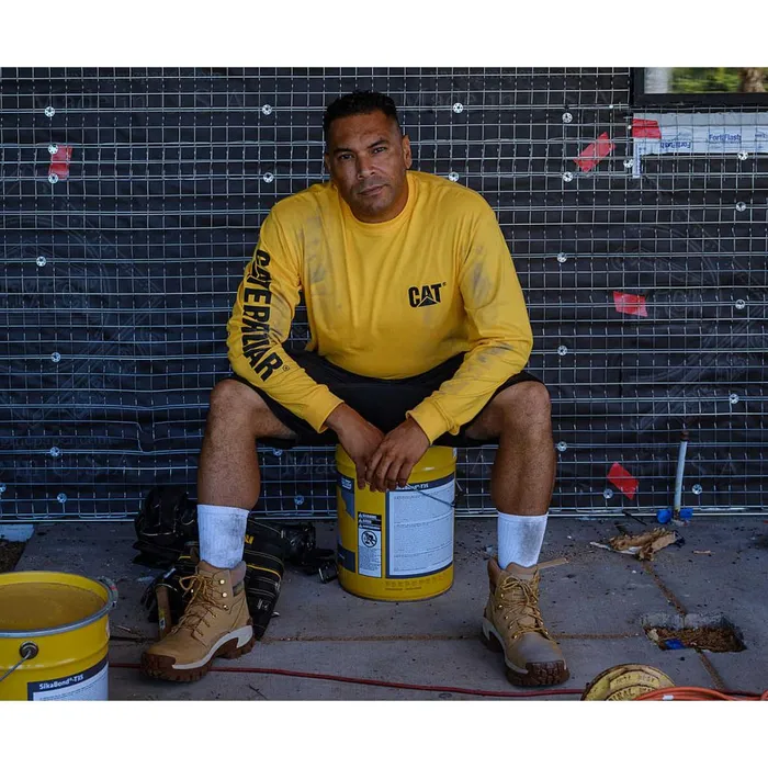 Trademark Banner Long Sleeve Tee Yellow Men Cat Footwear Tops and Outerwear