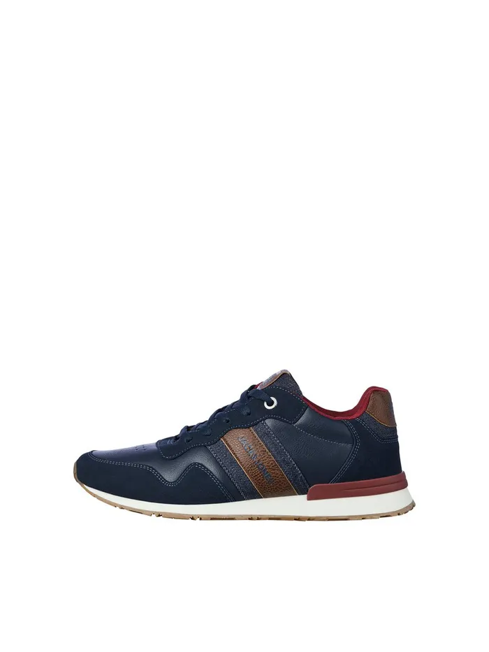 Trainers JACK and JONES Mens FAUX LEATHER SNEAKERS Blue Navy Blazer Near Me
