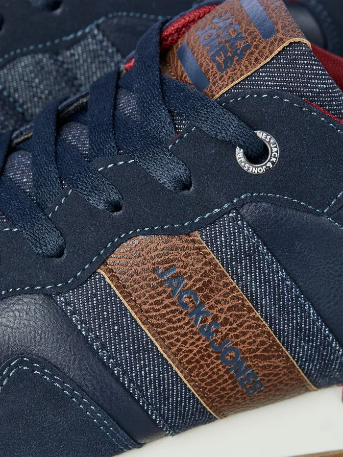 Trainers JACK and JONES Mens FAUX LEATHER SNEAKERS Blue Navy Blazer Near Me
