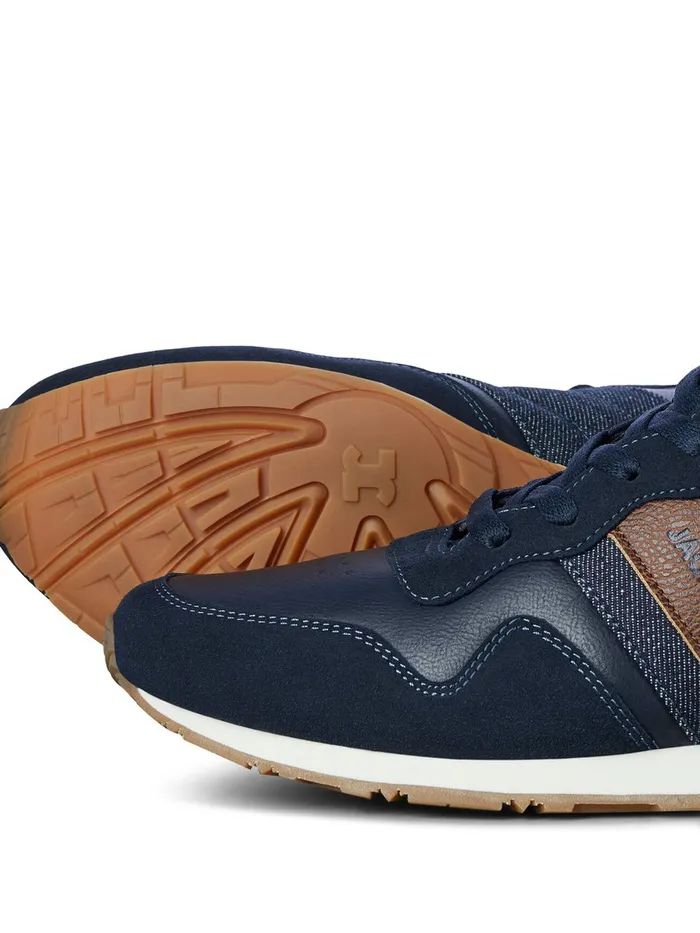 Trainers JACK and JONES Mens FAUX LEATHER SNEAKERS Blue Navy Blazer Near Me