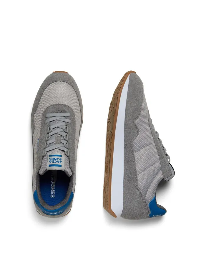 Trainers JACK and JONES Mens MESH FAUX SUEDE SNEAKERS Grey Frost Gray Gift 4 You