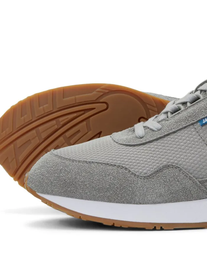 Trainers JACK and JONES Mens MESH FAUX SUEDE SNEAKERS Grey Frost Gray Gift 4 You