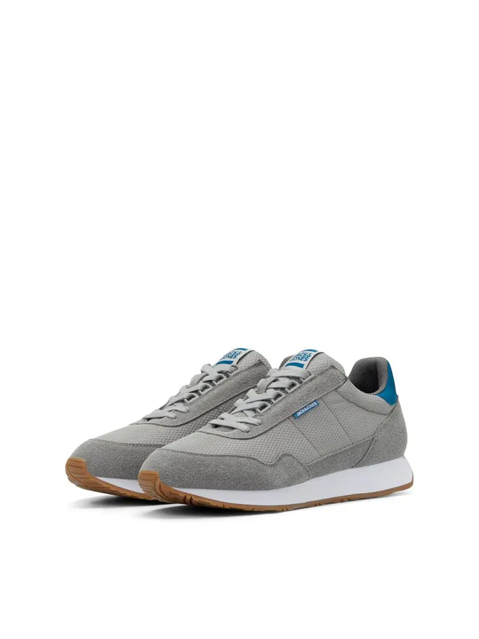 Trainers JACK and JONES Mens MESH FAUX SUEDE SNEAKERS Grey Frost Gray Gift 4 You