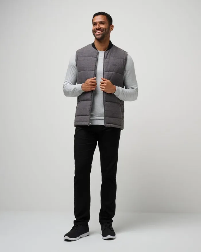 TravisMathew CLIMATE DROP VEST Heather Black Men Vests TravisMathew CLIMATE DROP VEST Heather Black Men Vests