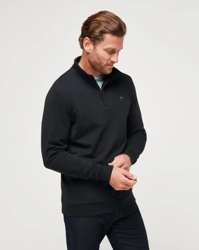 TravisMathew CLOUD QUARTER ZIP 20 Black Men Quarter Zips