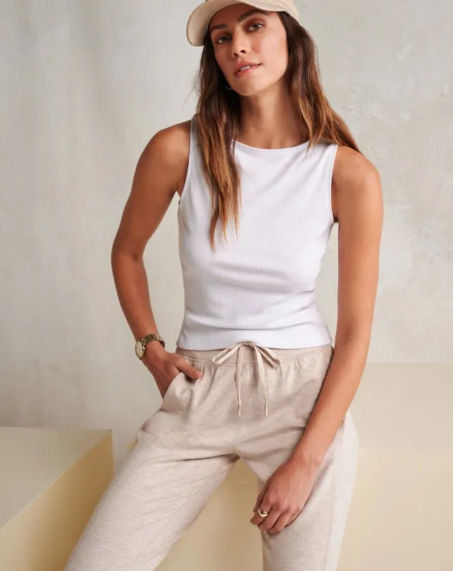 TravisMathew CLOUD RIB HADLEY TANK White Women Tees