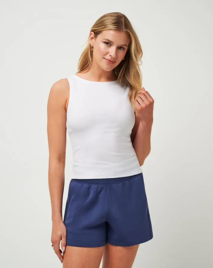 TravisMathew CLOUD RIB HADLEY TANK White Women Tees TravisMathew CLOUD RIB HADLEY TANK White Women Tees