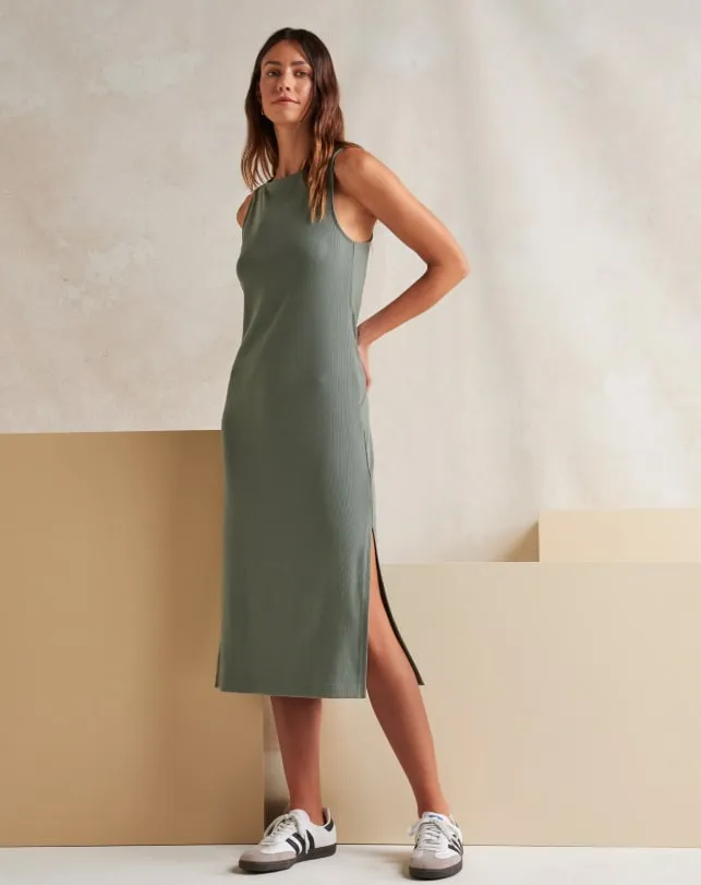 TravisMathew CLOUD RIB HADLEY WOOD DRESS Agave Green Women Dresses