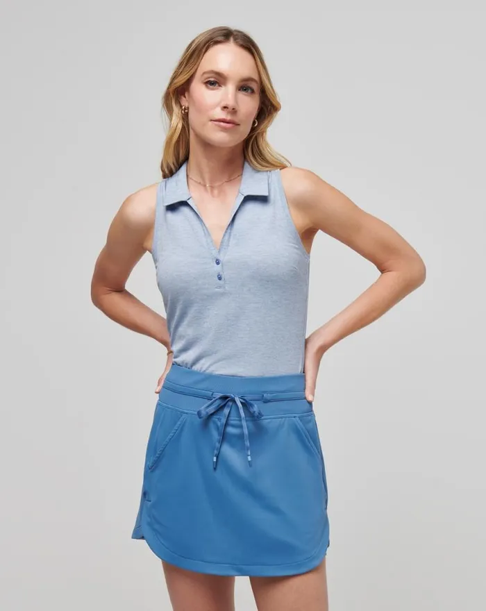 TravisMathew FEATHERWEIGHT ACTIVE SLEEVELESS POLO Heather Moonlight Blue Women Polos