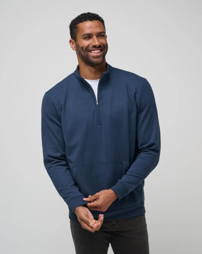 TravisMathew HOTEL HOPPER QUARTER ZIP Total Eclipse Men Quarter Zips TravisMathew HOTEL HOPPER QUARTER ZIP Total Eclipse Men Quarter Zips