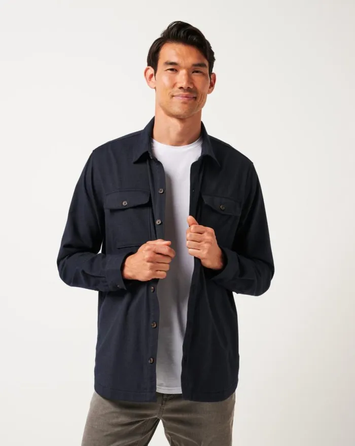 TravisMathew LIFESTYLE SHIFT SHIRT JACKET Navy Men ButtonUps
