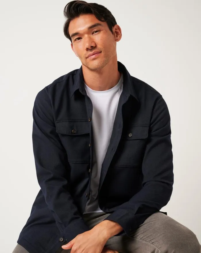 TravisMathew LIFESTYLE SHIFT SHIRT JACKET Navy Men ButtonUps TravisMathew LIFESTYLE SHIFT SHIRT JACKET Navy Men ButtonUps