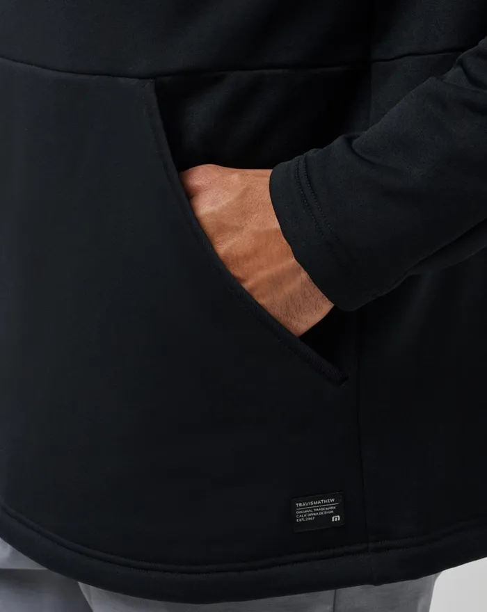 TravisMathew QUEST POLAR FLEECE QUARTER ZIP Black Men Quarter Zips TravisMathew QUEST POLAR FLEECE QUARTER ZIP Black Men Quarter Zips