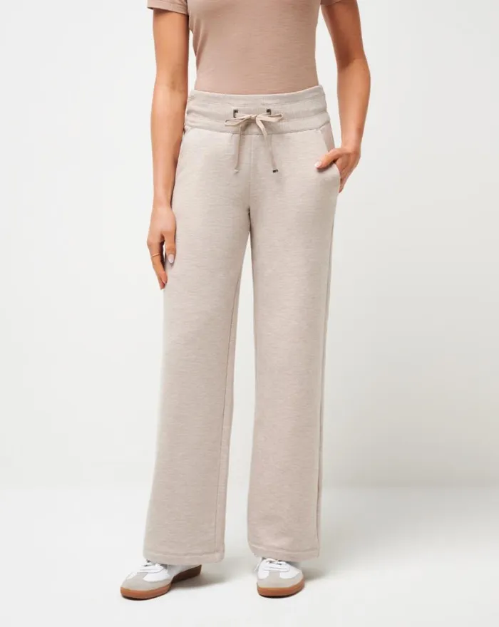 TravisMathew SAVE THE DAY WIDE LEG PANT Heather Natural Women Pants TravisMathew SAVE THE DAY WIDE LEG PANT Heather Natural Women Pants