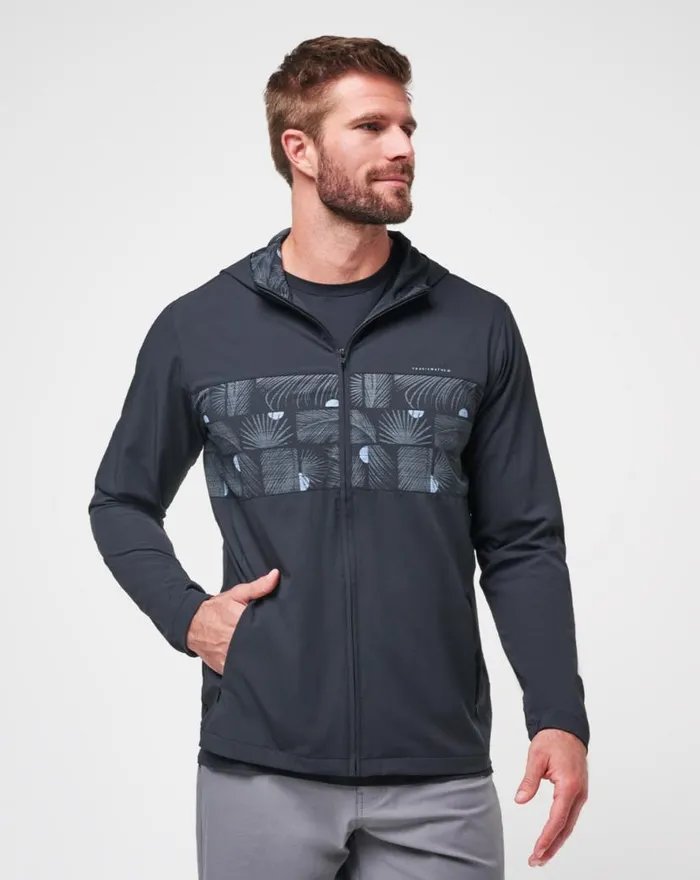 TravisMathew TECH HOODIE STRIPED FULL ZIP Black Men Jackets