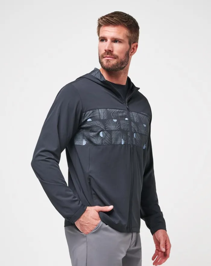 TravisMathew TECH HOODIE STRIPED FULL ZIP Black Men Jackets TravisMathew TECH HOODIE STRIPED FULL ZIP Black Men Jackets