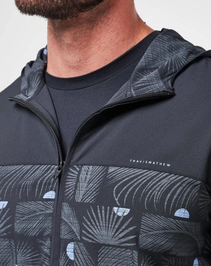 TravisMathew TECH HOODIE STRIPED FULL ZIP Black Men Jackets TravisMathew TECH HOODIE STRIPED FULL ZIP Black Men Jackets