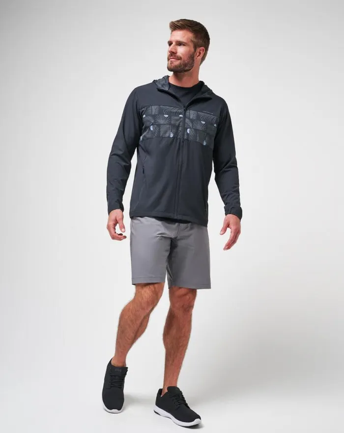 TravisMathew TECH HOODIE STRIPED FULL ZIP Black Men Jackets TravisMathew TECH HOODIE STRIPED FULL ZIP Black Men Jackets