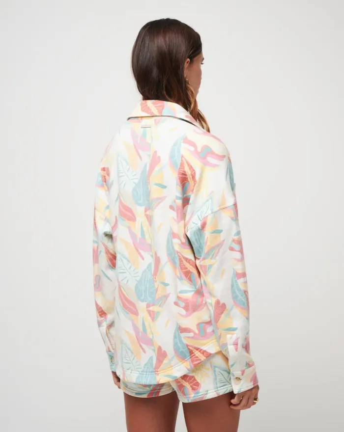 TravisMathew VACAY AND ROSE CLOUD FLEECE SHACKET Ivory Multi Women Jackets