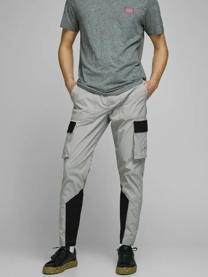 Trousers JACK and JONES Mens ACE STAN TC419 CARGO TROUSERS Grey Drizzle