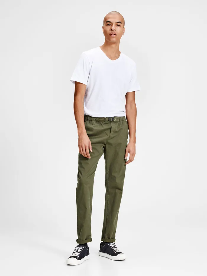 Trousers JACK and JONES Mens CODY ELASTIC AKM OLIVE ITA CARGO TROUSERS Green Olive Night