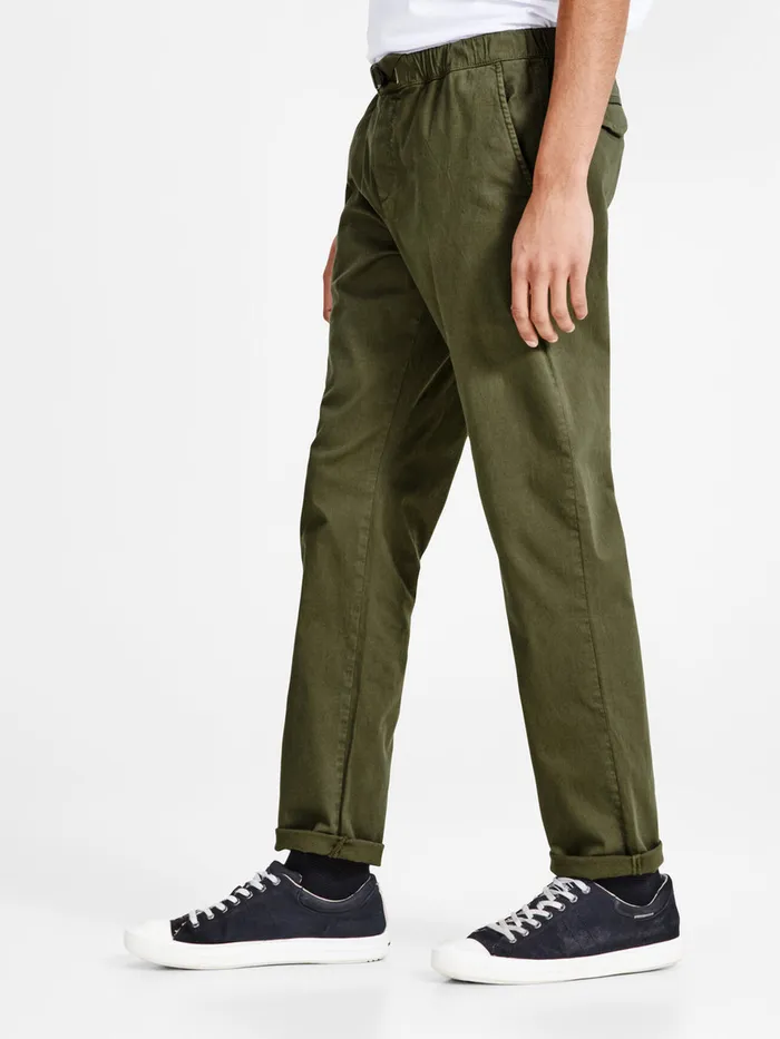 Trousers JACK and JONES Mens CODY ELASTIC AKM OLIVE ITA CARGO TROUSERS Green Olive Night