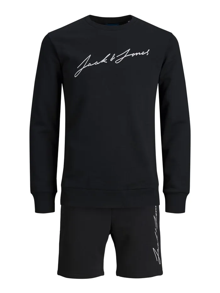 Trousers JACK and JONES Mens LOOPBACK 2PIECE TRACKSUIT Black Tap Shoe