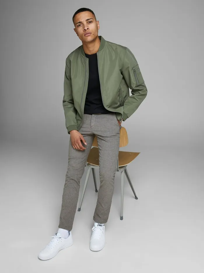 Trousers JACK and JONES Mens MARCO AKM 638 CHINOS Grey Silver Birch