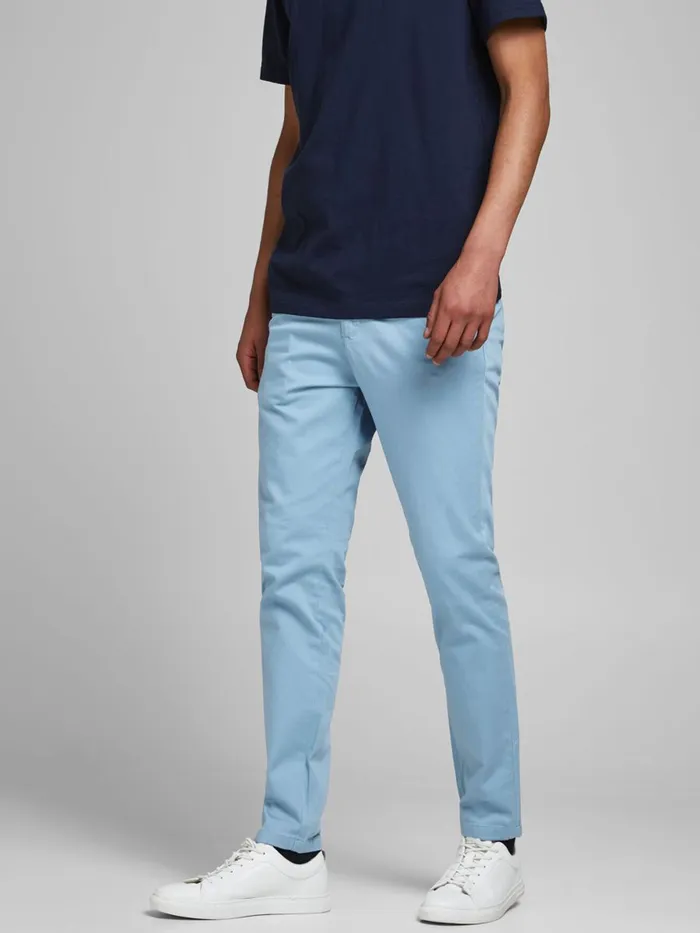 Trousers JACK and JONES Mens MARCO BOWIE SA CHINOS Blue Faded Denim