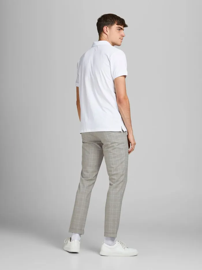 Trousers JACK and JONES Mens MARCO CONNOR AKM CHECKED CHINOS Beige Oatmeal