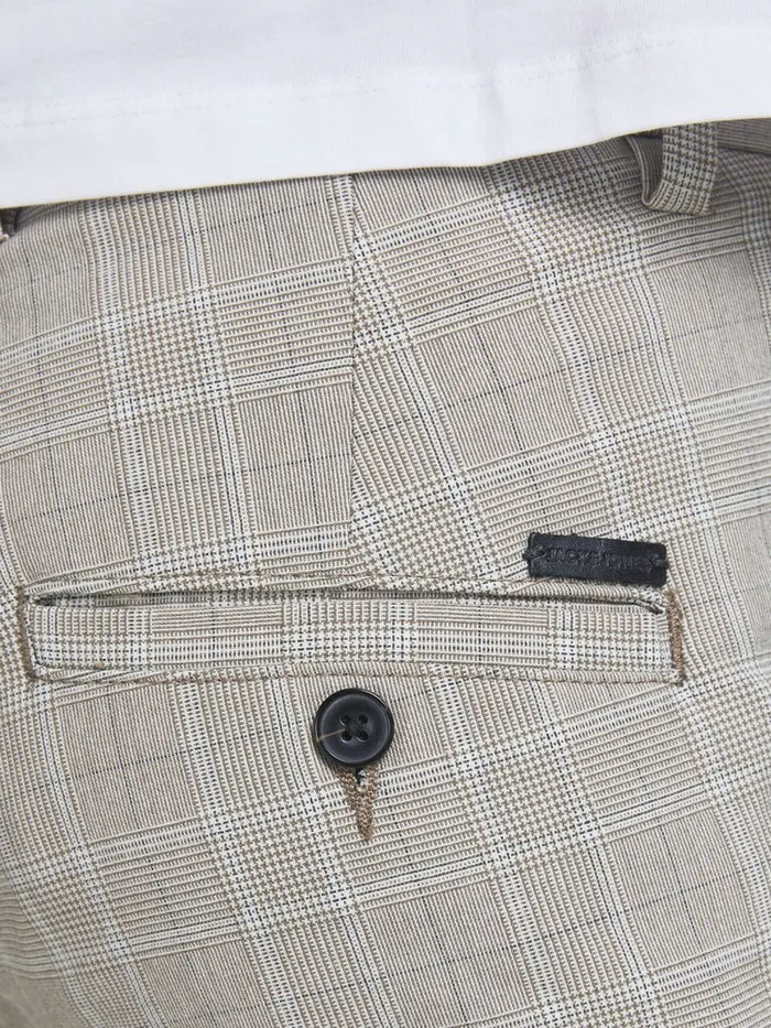 Trousers JACK and JONES Mens MARCO CONNOR AKM CHECKED CHINOS Beige Oatmeal