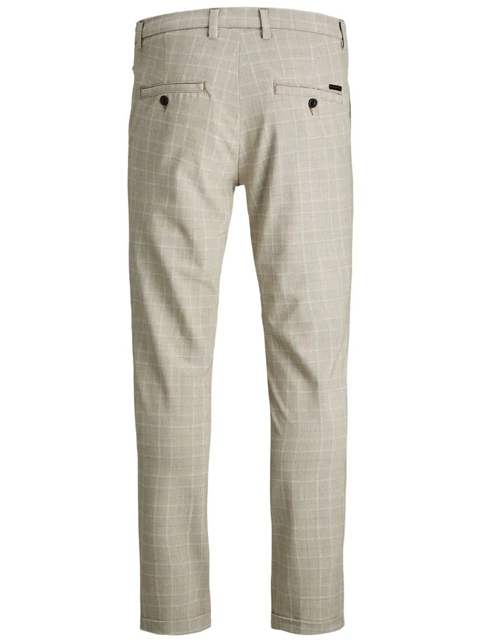 Trousers JACK and JONES Mens MARCO CONNOR AKM CHECKED CHINOS Beige Oatmeal