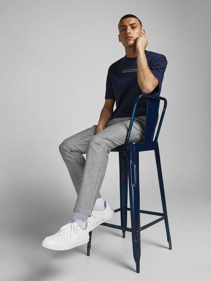 Trousers JACK and JONES Mens MARCO CUBA AKM CHINOS Grey Cashmere Blue