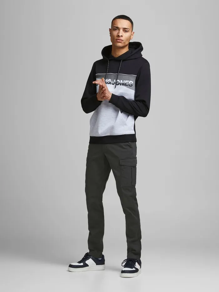 Trousers JACK and JONES Mens MARCO JOE AKM CARGO TROUSERS Black Black