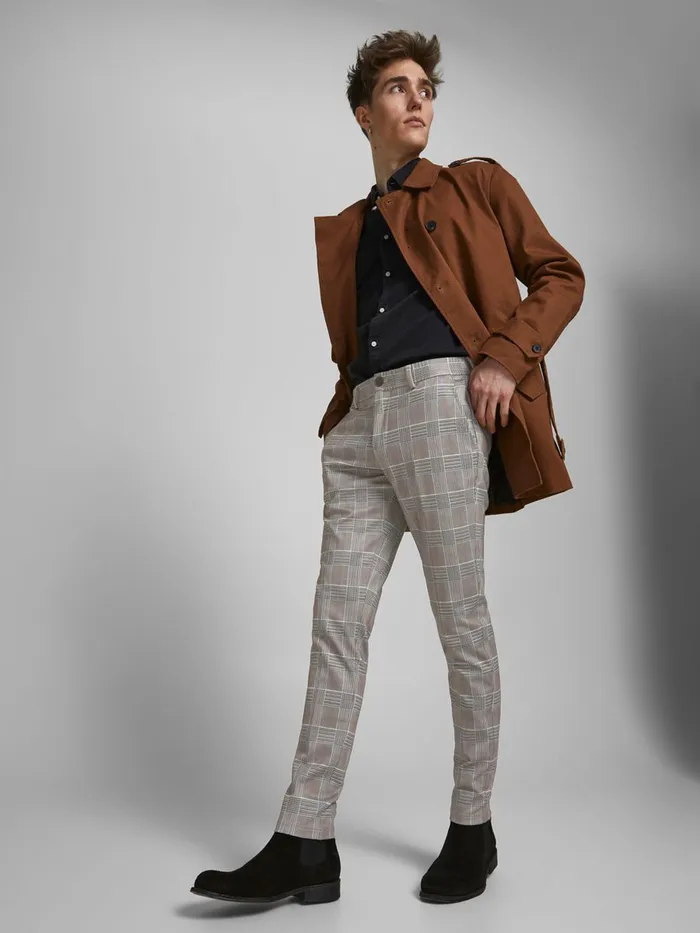 Trousers JACK and JONES Mens MARCO PHIL CHINOS Grey Beige