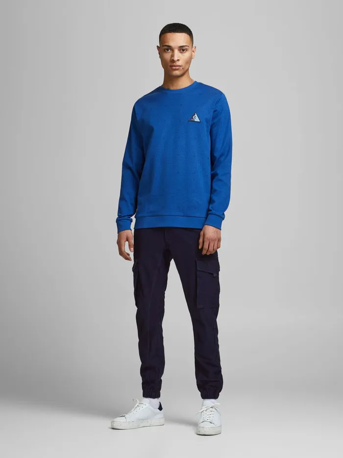 Trousers JACK and JONES Mens PAUL FLAKE AKM 256 CARGO TROUSERS Blue Blue Denim