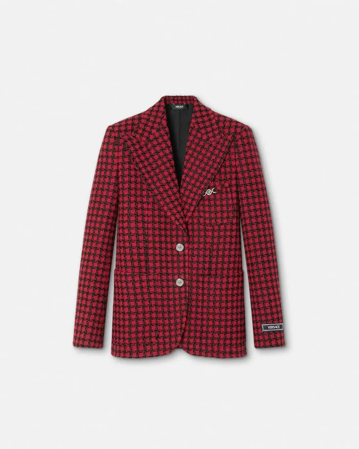 Tweed Masculine Blazer Blackred Women Versace Blazer and Jackets
