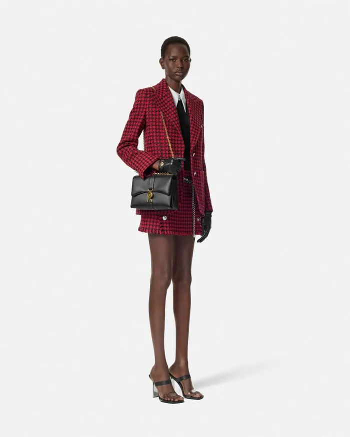 Tweed Masculine Blazer Blackred Women Versace Blazer and Jackets