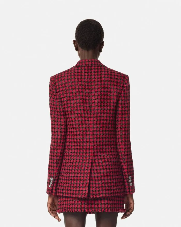Tweed Masculine Blazer Blackred Women Versace Blazer and Jackets