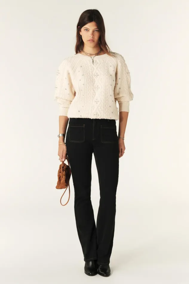 Twisted Embroidered Sweater Otill OffWhite Women Baandsh Sweaters and Cardigans Twisted Embroidered Sweater Otill OffWhite Women Baandsh Sweaters and Cardigans