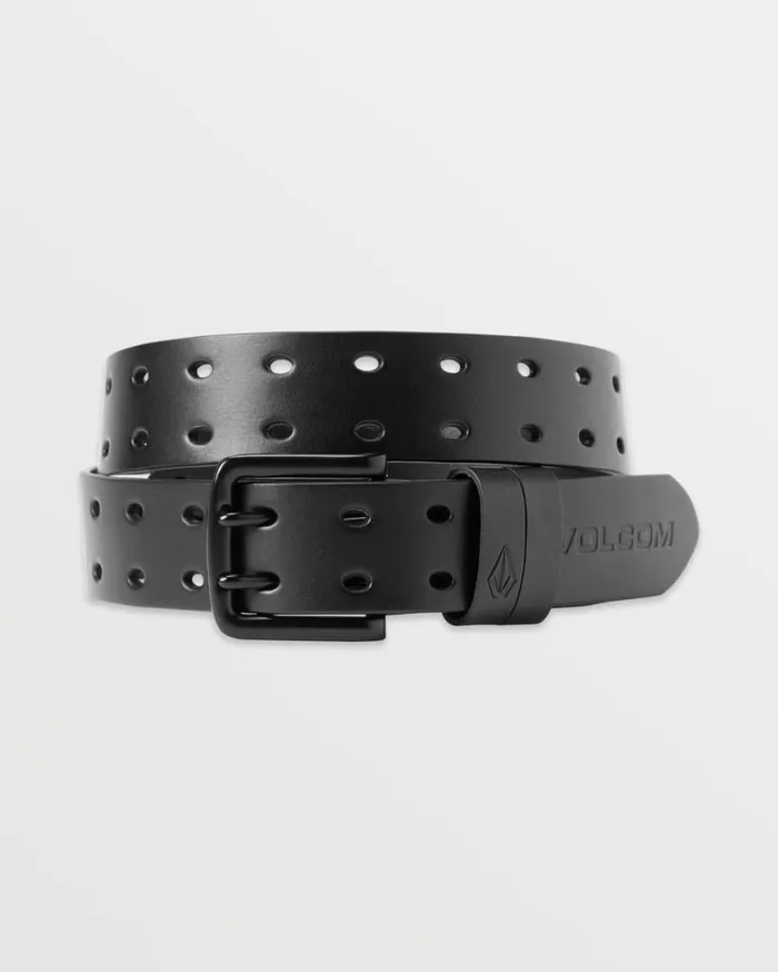 Two Spike Leather Belt 8211 Black Mens Volcom Belts and Wallets