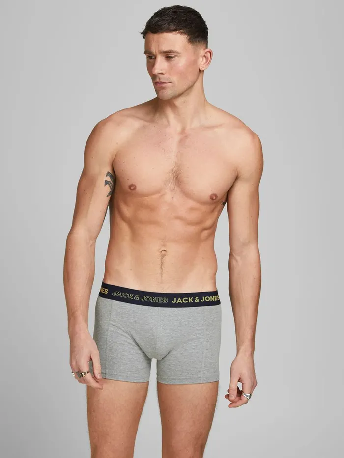 Underwear JACK and JONES Mens 3PACK LEAF TRUNKS Grey Real Teal Near Me
