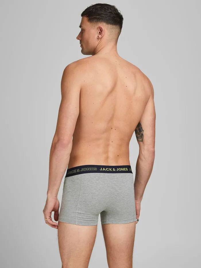 Underwear JACK and JONES Mens 3PACK LEAF TRUNKS Grey Real Teal Near Me