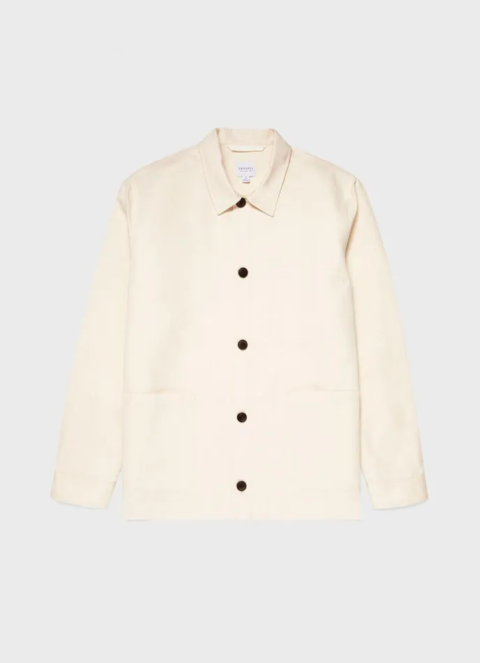Undyed Cotton Linen Twin Pocket Jacket Undyed Men SUNSPEL Jackets and Coats