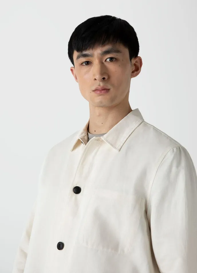 Undyed Cotton Linen Twin Pocket Jacket Undyed Men SUNSPEL Jackets and Coats