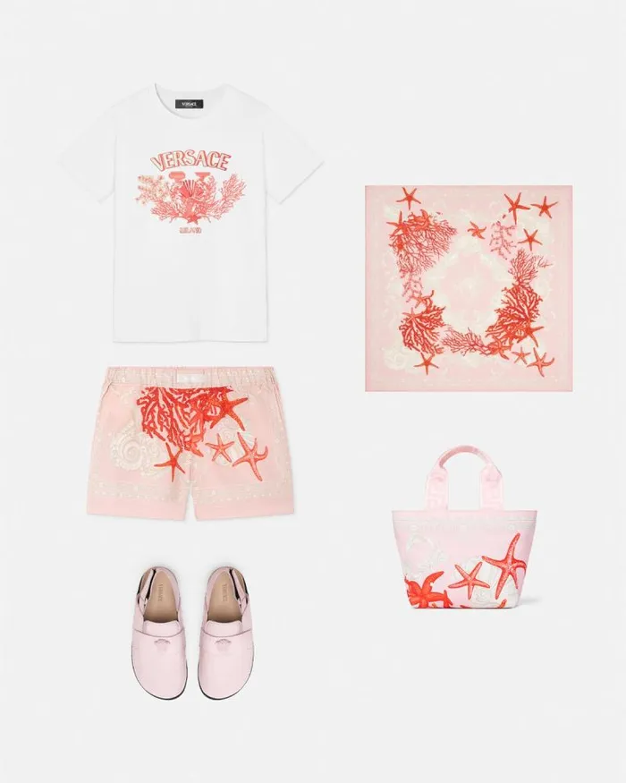 University Coral Kids TShirt Light Pink Children Versace Clothing