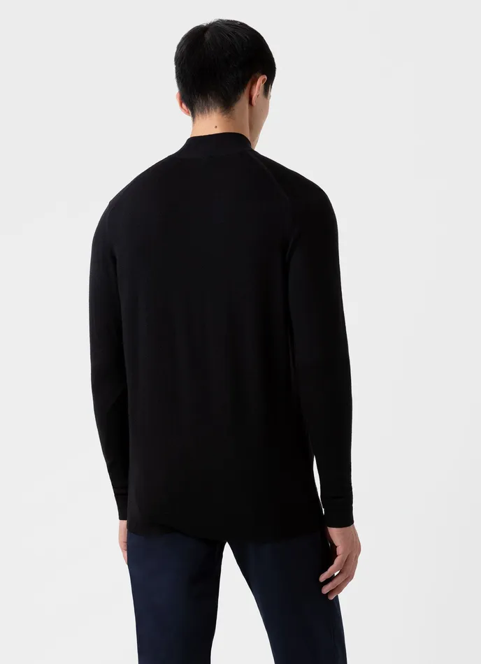 ussunspel ExtraFine Merino Zip Neck Black Men Knitwear